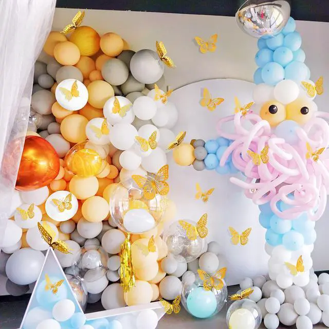 Alt view image 3 of 7 - 3D Butterfly Wall Decor 48 Pcs Gold Butterfly Birthday Decorations