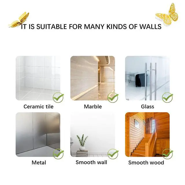 Alt view image 7 of 7 - 3D Butterfly Wall Decor 48 Pcs Gold Butterfly Birthday Decorations