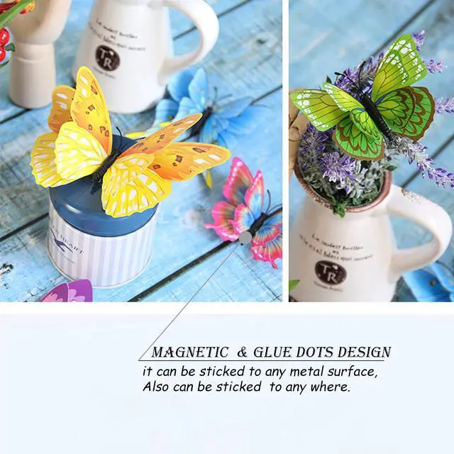 Alt view image 5 of 7 - 3D Butterfly Wall Decor Butterfly Decorations Stickers with Magnets
