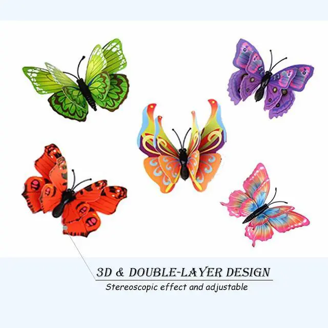 Alt view image 4 of 7 - 3D Butterfly Wall Decor Butterfly Decorations Stickers with Magnets