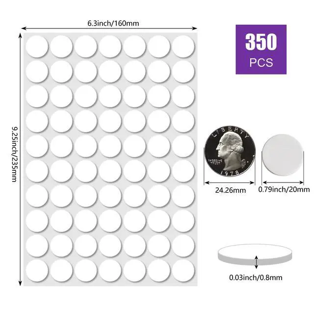 Alt view image 2 of 7 - 350 Pcs (0.79'') Sticky Tack, Double Sided Sticky Dot, Clear Poster Stickers Round Putty, No Trace Poster Adhesive Putty Removable Waterproof Stickers for Festival Decoration Sticky Dot (20mm)