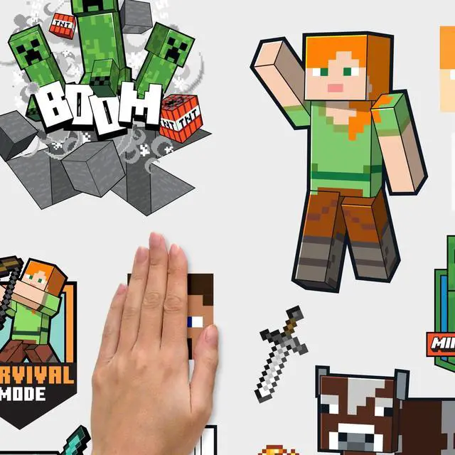 Alt view image 3 of 5 - RMK5366SCS Minecraft Characters Peel and Stick Wall Decals