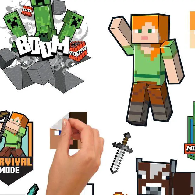 Alt view image 4 of 5 - RMK5366SCS Minecraft Characters Peel and Stick Wall Decals