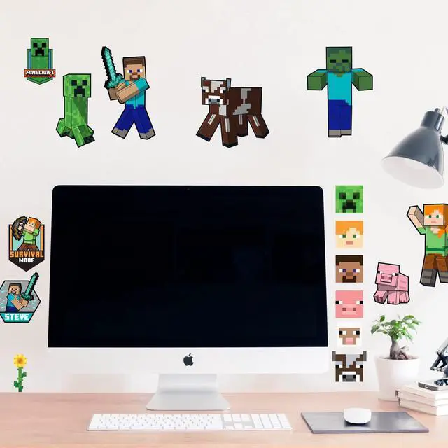 Alt view image 5 of 5 - RMK5366SCS Minecraft Characters Peel and Stick Wall Decals