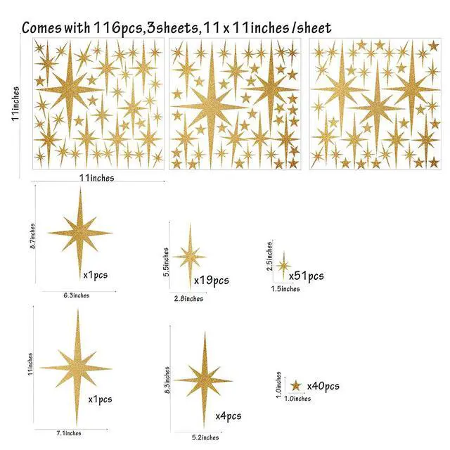 Alt view image 2 of 7 - Star Wall Stickers Girls Room Wall Decals Sparkle Wall Decor Stick and Peel