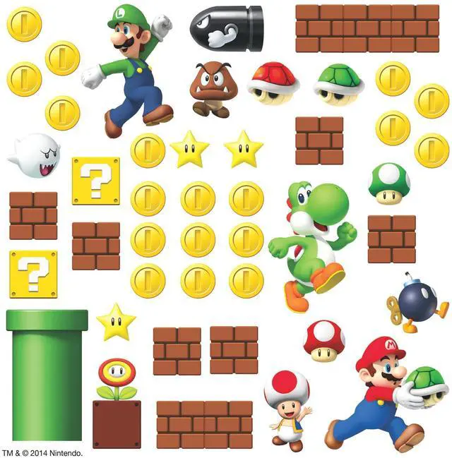 Main image of RMK2351SCS Nintendo New Super Mario Bros Build a Scene Peel and Stick Wall Decals, Multicolored