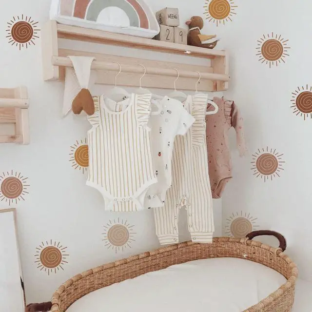 Alt view image 4 of 6 - Peel and Stick Boho Sun Wall Decals, Self Adhesive Sunshine Wall Stickers Rustic Country, PVC Boho Wall Art Stickers for Kids Bedroom Playroom Nursery Room Home Decor Decal