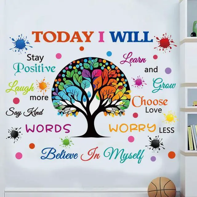 Alt view image 3 of 7 - Colorful Inspirational Wall Decals Motivational Quote Today I Will Wall Stickers for Bedroom Classroom Peel and Stick Wall Decals Positive Saying Sticker (Tree Style)