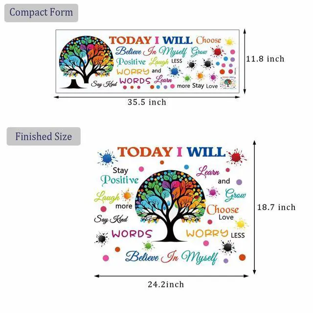 Alt view image 7 of 7 - Colorful Inspirational Wall Decals Motivational Quote Today I Will Wall Stickers for Bedroom Classroom Peel and Stick Wall Decals Positive Saying Sticker (Tree Style)