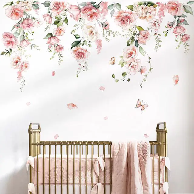 Alt view image 2 of 7 - Pink Peony Flower Rose Floral Wall Decals Stickers (XL)