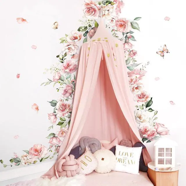 Alt view image 3 of 7 - Pink Peony Flower Rose Floral Wall Decals Stickers (XL)