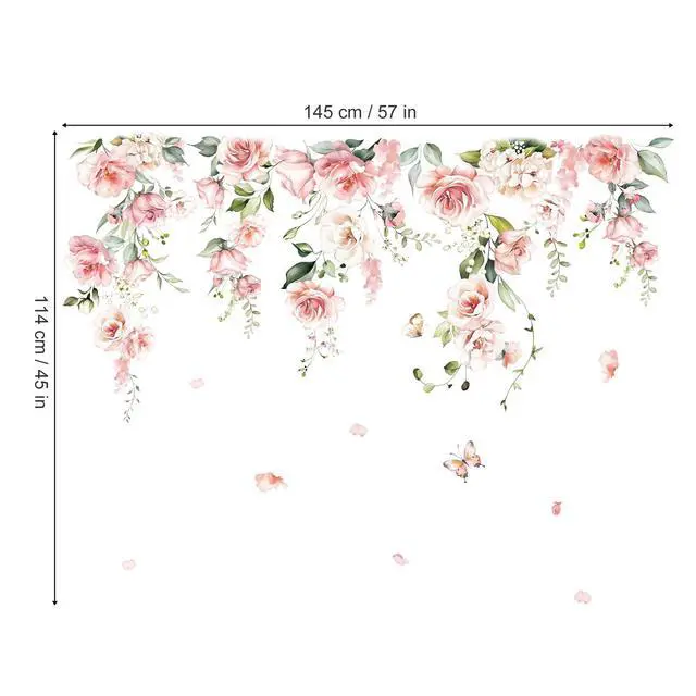 Alt view image 5 of 7 - Pink Peony Flower Rose Floral Wall Decals Stickers (XL)