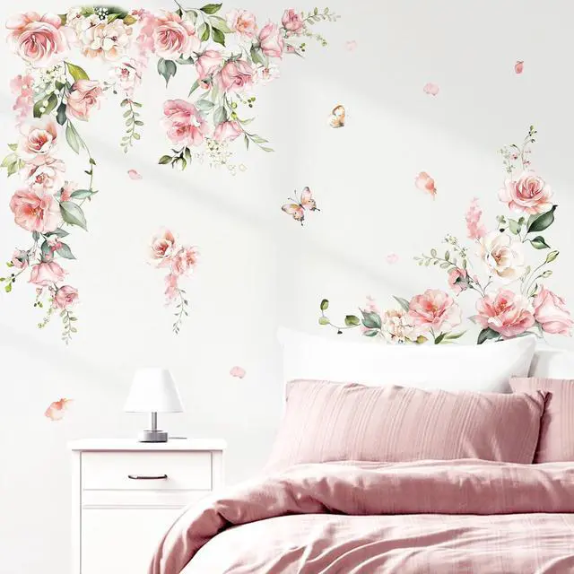 Alt view image 4 of 7 - Pink Peony Flower Rose Floral Wall Decals Stickers (XL)