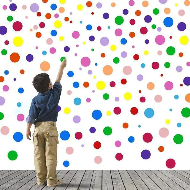 Alt view image 4 of 7 - 264 Pieces Polka Dot Wall Decals Circles Decals for Wall Vinyl Dots Stickers Set for Room Kids Bedroom Nursery Playroom Classroom Decor Graphic Decals Stickers 7 Different Size (12 Colors)