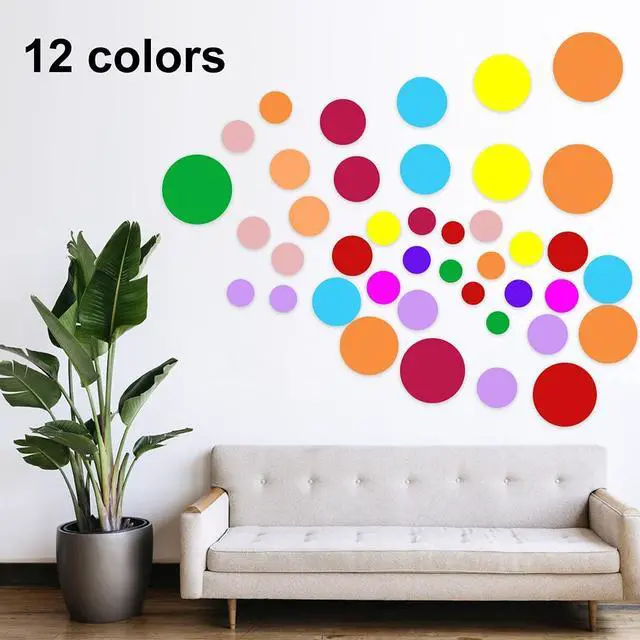 Alt view image 6 of 7 - 264 Pieces Polka Dot Wall Decals Circles Decals for Wall Vinyl Dots Stickers Set for Room Kids Bedroom Nursery Playroom Classroom Decor Graphic Decals Stickers 7 Different Size (12 Colors)