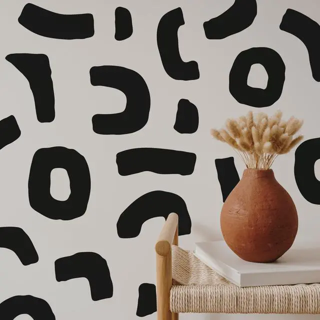 Main image of Large Boho Geometric Wall Decal Abstract Art Sticker, Modern Irregular Shapes Decals, Self-Adhesive Peel and Stick Black Vinyl Wall Stickers for Home Bedroom, Living Room Office, Bathroom Decor