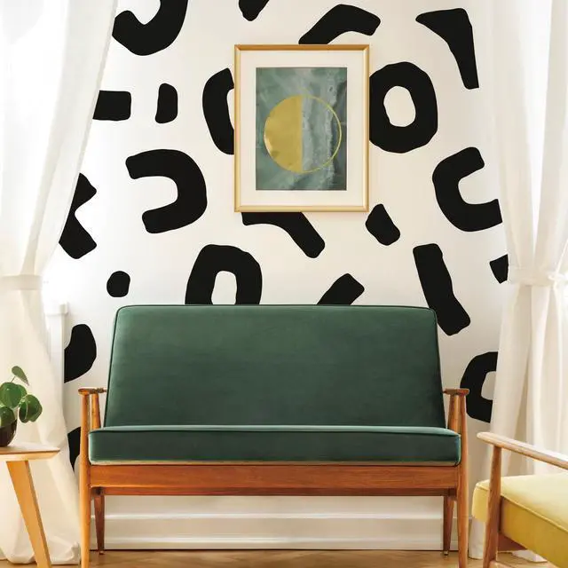 Alt view image 4 of 6 - Large Boho Geometric Wall Decal Abstract Art Sticker, Modern Irregular Shapes Decals, Self-Adhesive Peel and Stick Black Vinyl Wall Stickers for Home Bedroom, Living Room Office, Bathroom Decor