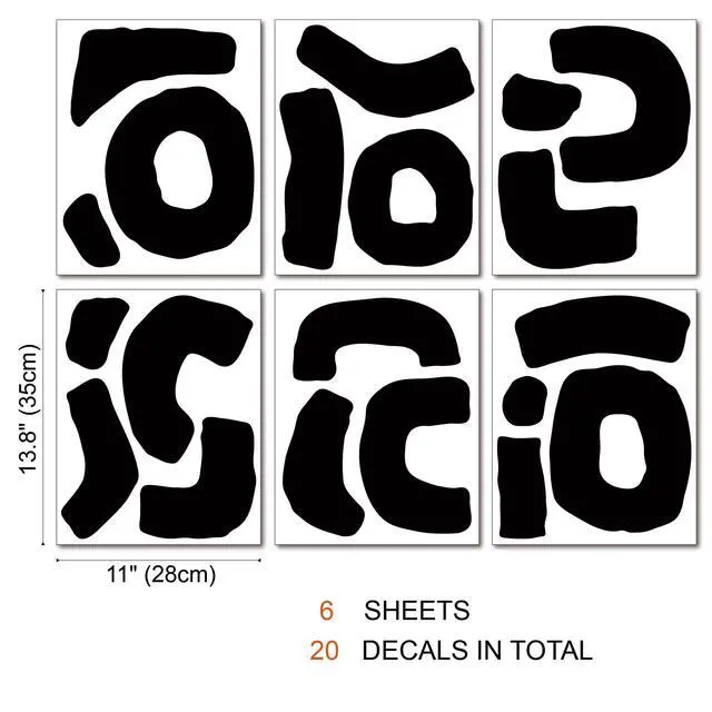 Alt view image 6 of 6 - Large Boho Geometric Wall Decal Abstract Art Sticker, Modern Irregular Shapes Decals, Self-Adhesive Peel and Stick Black Vinyl Wall Stickers for Home Bedroom, Living Room Office, Bathroom Decor