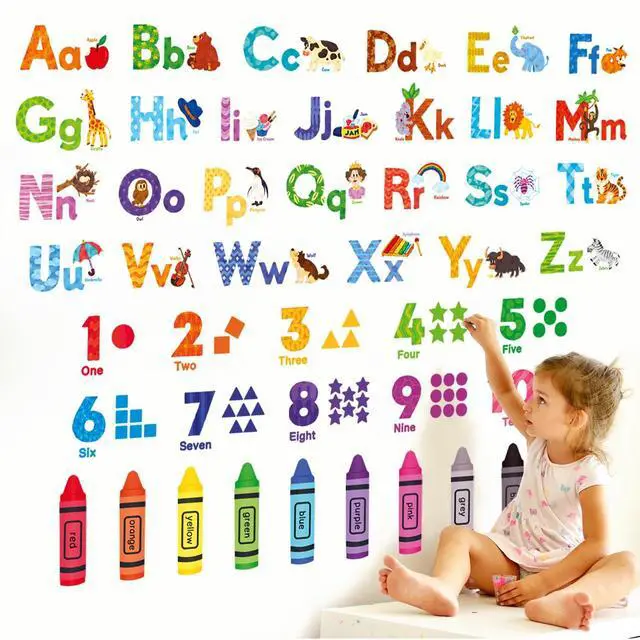 Main image of Animal Alphabet & Numbers Wall Stickers for Kids Room (DS8-8044)
