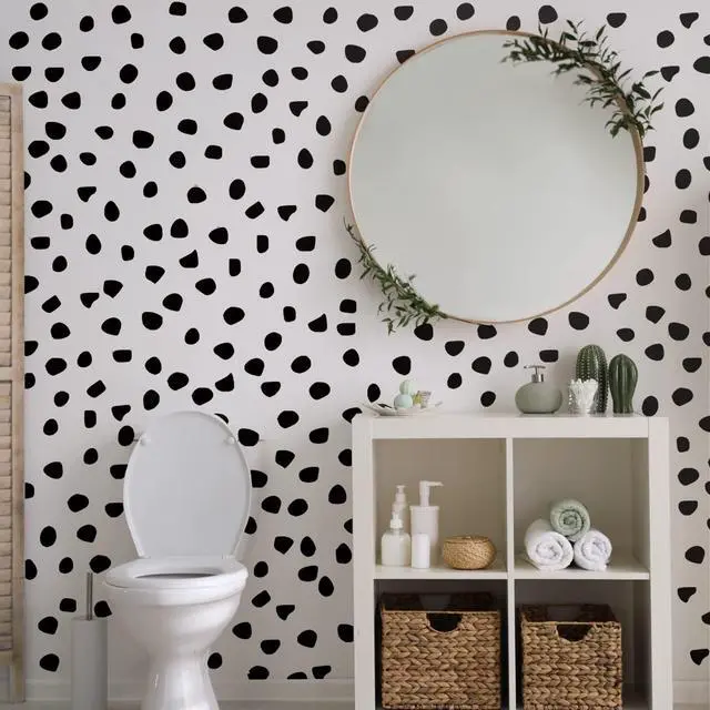Alt view image 3 of 6 - 500 Pieces Irregular Polka Black Dots Boho Headboard Sticker Vinyl Nursery Wall Decals Wall Decor Peel and Stick Dot Wallpaper Sticker for Kids Baby Girl Bedroom Home Classroom Decoration