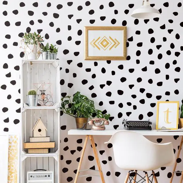 Alt view image 4 of 6 - 500 Pieces Irregular Polka Black Dots Boho Headboard Sticker Vinyl Nursery Wall Decals Wall Decor Peel and Stick Dot Wallpaper Sticker for Kids Baby Girl Bedroom Home Classroom Decoration