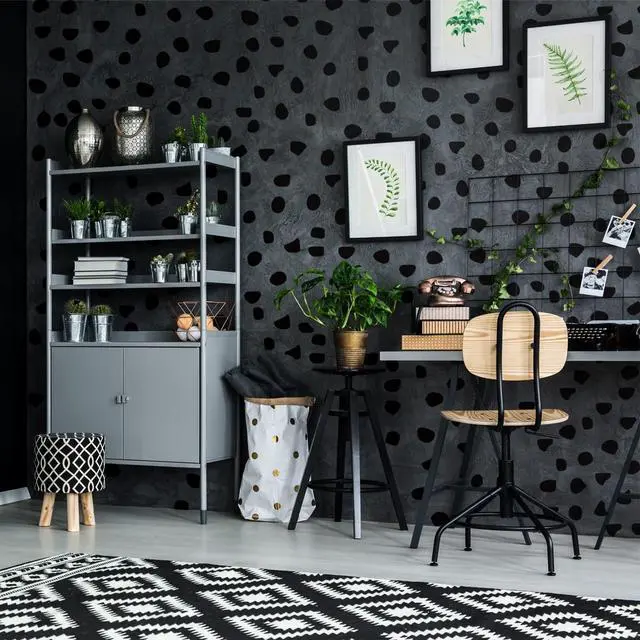 Alt view image 5 of 6 - 500 Pieces Irregular Polka Black Dots Boho Headboard Sticker Vinyl Nursery Wall Decals Wall Decor Peel and Stick Dot Wallpaper Sticker for Kids Baby Girl Bedroom Home Classroom Decoration