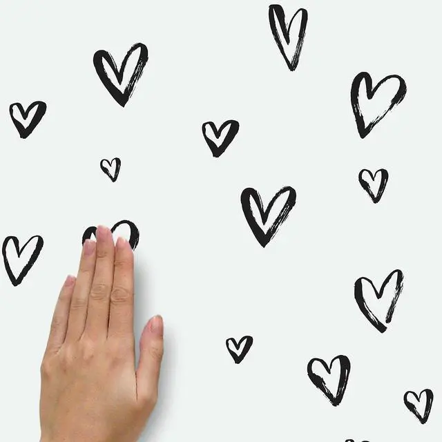 Alt view image 3 of 5 - RMK4884SCS Black Sketchy Hearts Peel and Stick Wall Decals