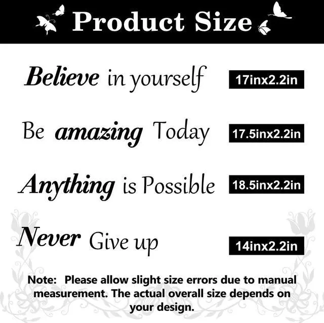 Alt view image 4 of 7 - Inspirational Wall Stickers Quotes Letter Wall Art Stickers Motivational Removable Wall Decor Positive Word Butterfly decals Peel and Stick for Bedroom Living Room Hallways Family Office Classroom