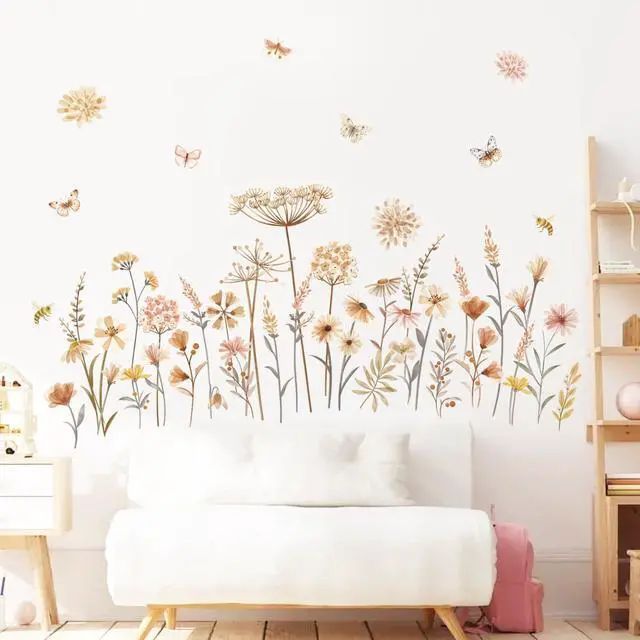 Main image of Boho Garden Flower Wildflower Floral Wall Decals Stickers