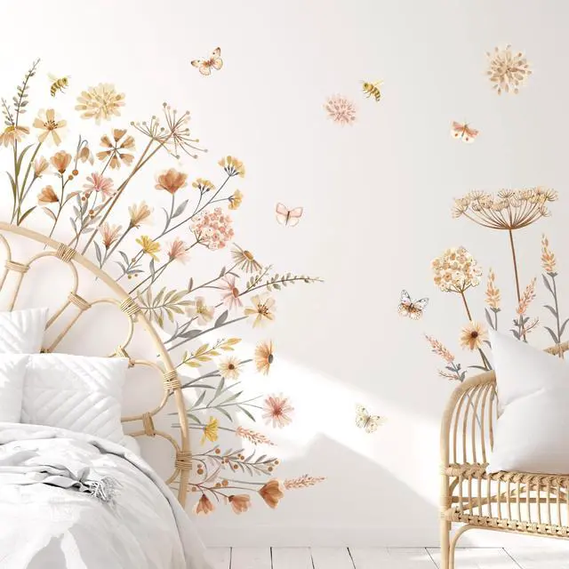 Alt view image 2 of 7 - Boho Garden Flower Wildflower Floral Wall Decals Stickers