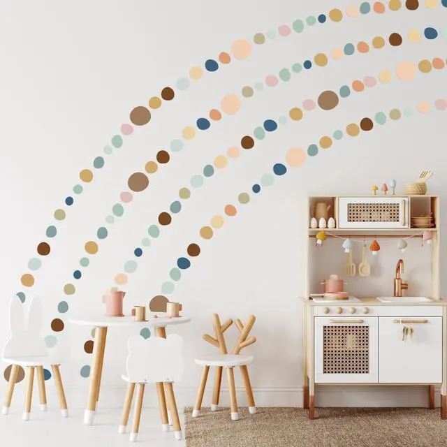 Alt view image 4 of 7 - 15 Sheet 300 Pcs Irregular Polka Dots Boho Wall Decal Terrazzo Playroom Bedroom Removable Modern Vinyl Boho Wall Stickers(Boho Color)