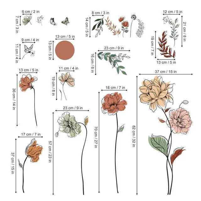 Alt view image 4 of 6 - Boho Flower Bohemian Floral Plants Sun Wall Decals Stickers