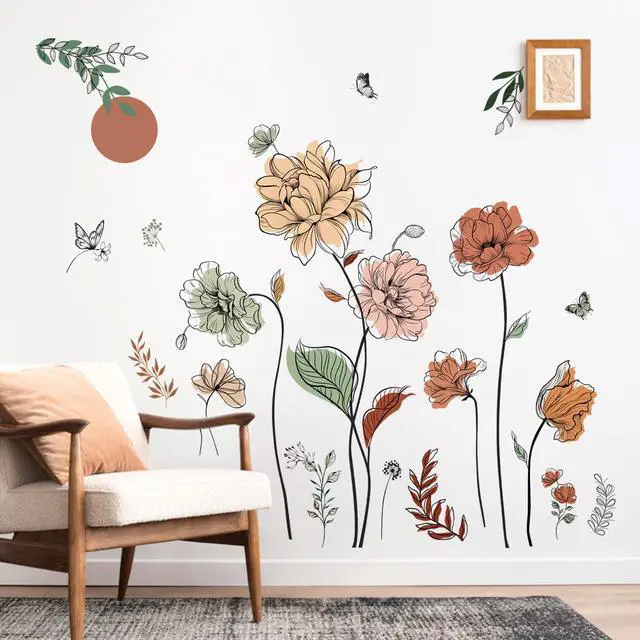 Alt view image 3 of 6 - Boho Flower Bohemian Floral Plants Sun Wall Decals Stickers