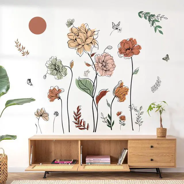 Alt view image 2 of 6 - Boho Flower Bohemian Floral Plants Sun Wall Decals Stickers