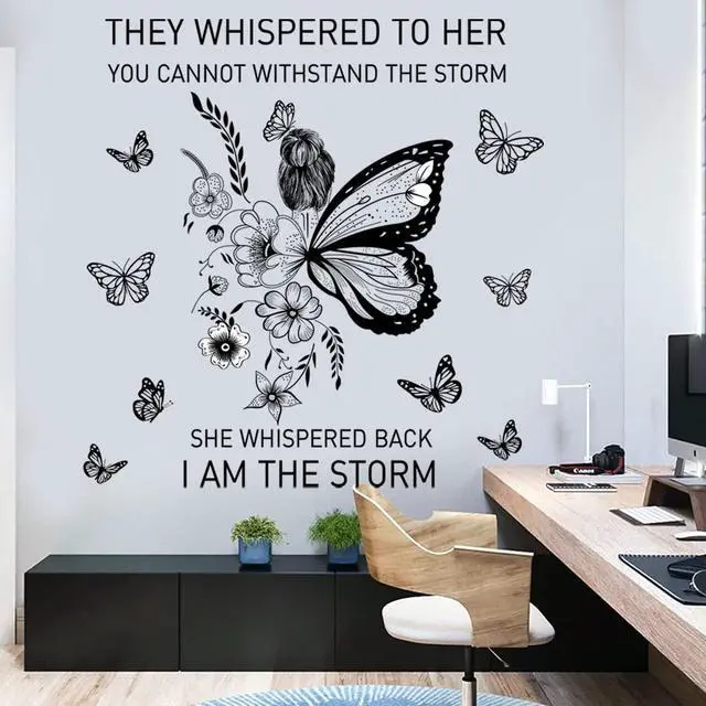 Alt view image 4 of 7 - Inspirational Wall Art Positive Quotes Wall Decor Motivational Wall Decals Saying Quotes Wall Stickers Peel and Sticker Wall Decoration Flower Vine Butterfly Wall Sticker for Bedroom Living Room