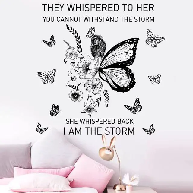 Alt view image 3 of 7 - Inspirational Wall Art Positive Quotes Wall Decor Motivational Wall Decals Saying Quotes Wall Stickers Peel and Sticker Wall Decoration Flower Vine Butterfly Wall Sticker for Bedroom Living Room