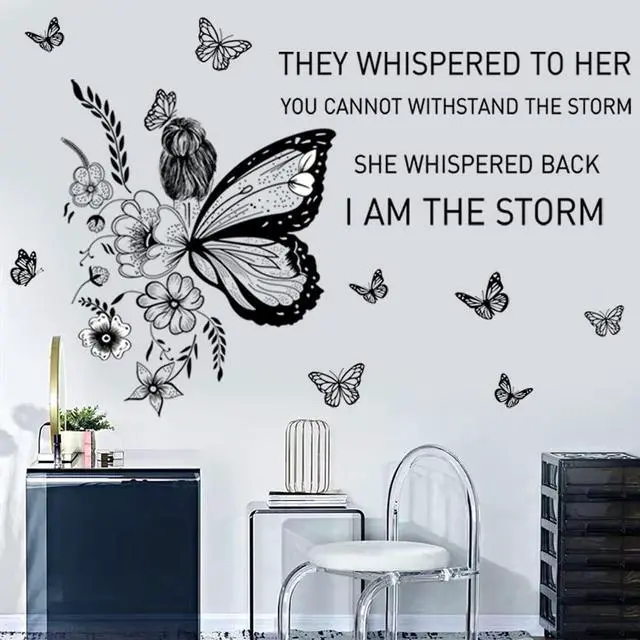 Alt view image 6 of 7 - Inspirational Wall Art Positive Quotes Wall Decor Motivational Wall Decals Saying Quotes Wall Stickers Peel and Sticker Wall Decoration Flower Vine Butterfly Wall Sticker for Bedroom Living Room