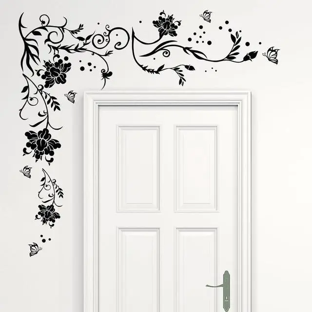Alt view image 3 of 7 - Flowers & Butterflies Wall Decals - DIY Black & Floral Wall Stickers for Bedrooms & Living Rooms