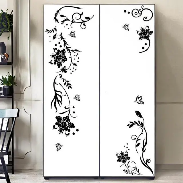 Alt view image 4 of 7 - Flowers & Butterflies Wall Decals - DIY Black & Floral Wall Stickers for Bedrooms & Living Rooms