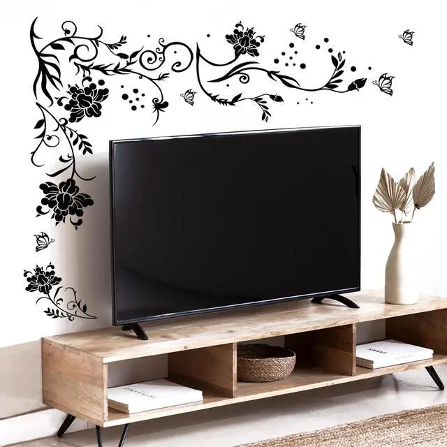 Alt view image 6 of 7 - Flowers & Butterflies Wall Decals - DIY Black & Floral Wall Stickers for Bedrooms & Living Rooms