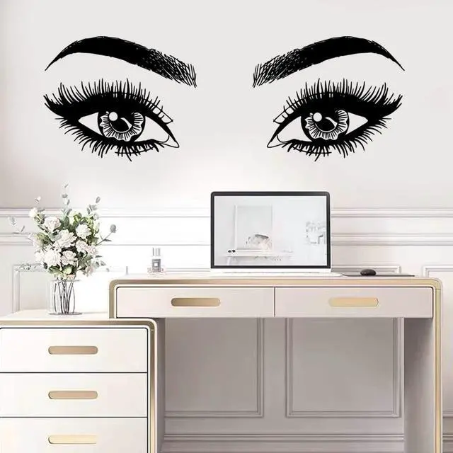 Alt view image 4 of 6 - Inspirational Wall Sticker Pretty Eyelashes Eyes Wall Decals Motivational Word Letter Decal Wall Art Quote She Remembered Who She Was and The Game Changed Wall Stickers for Women Girls Bedroom Living