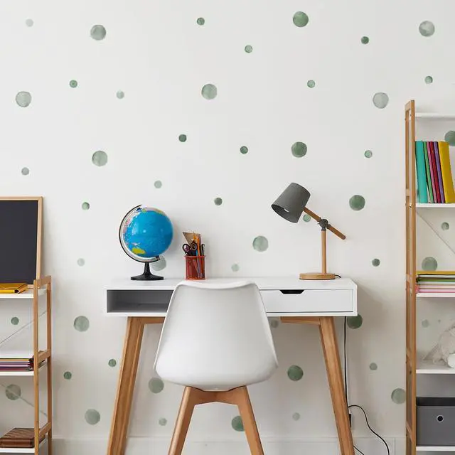Alt view image 6 of 6 - 330Pcs Watercolour Dots Wall Stickers, Dots Wall DecalKids Room Wall StickersBoho Rainbow Dots Wall StickersColorful Circles Wall Decals. (Green Watercolour Polka Dot Wall Stickers)