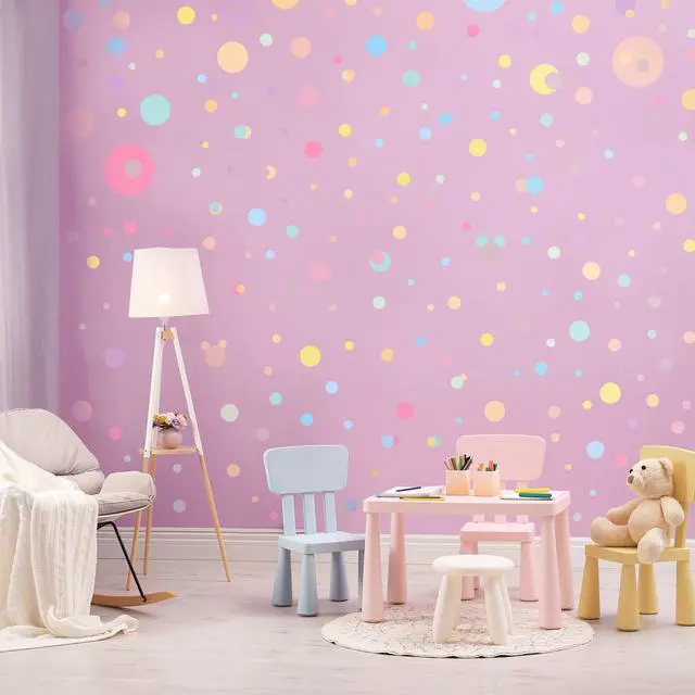 Alt view image 3 of 7 - 264 Pcs Polka Dot Wall Decals for Classroom Decor Kids Circle Wall Sticker Vinyl Peel and Stick Colorful Removable for Nursery Bedroom Playroom Living Room(Candy Colors)