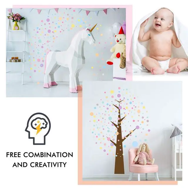 Alt view image 7 of 7 - 264 Pcs Polka Dot Wall Decals for Classroom Decor Kids Circle Wall Sticker Vinyl Peel and Stick Colorful Removable for Nursery Bedroom Playroom Living Room(Candy Colors)