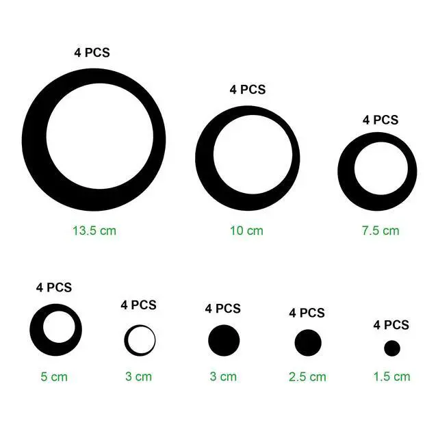 Alt view image 2 of 6 - Round Mirror Stickers for Walls, 32 Pcs Acrylic Removable, 1.5-13.5 cm, Silver