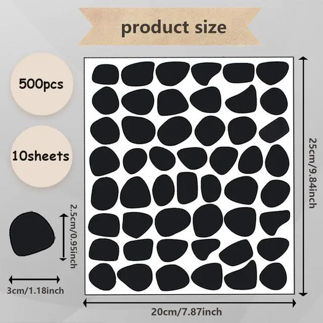 Alt view image 2 of 6 - 500 Pieces Black Irregular Dots Wall Sticker Irregular Polka Dots Wall Stickers Wall Decal Wall Decor Peel and Stick Stylish for Bedroom Home Classroom Decoration