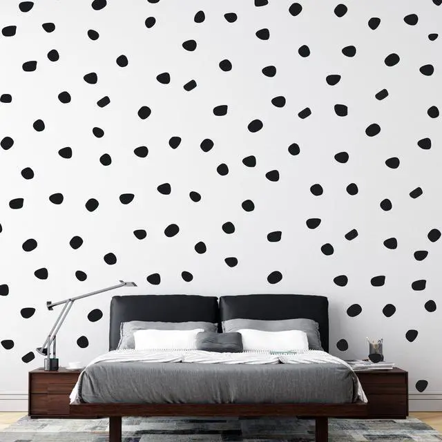 Alt view image 4 of 6 - 500 Pieces Black Irregular Dots Wall Sticker Irregular Polka Dots Wall Stickers Wall Decal Wall Decor Peel and Stick Stylish for Bedroom Home Classroom Decoration