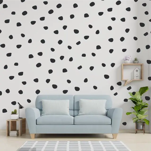 Alt view image 5 of 6 - 500 Pieces Black Irregular Dots Wall Sticker Irregular Polka Dots Wall Stickers Wall Decal Wall Decor Peel and Stick Stylish for Bedroom Home Classroom Decoration