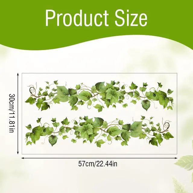 Alt view image 2 of 7 - Green Leafy Vine Wall Stickers Decor 4 Pcs Green Natural Plant Wall Decals Peel and Stick Leaf Wall Stickers for Living Room Bedroom Classroom Kitchen Art Decorations
