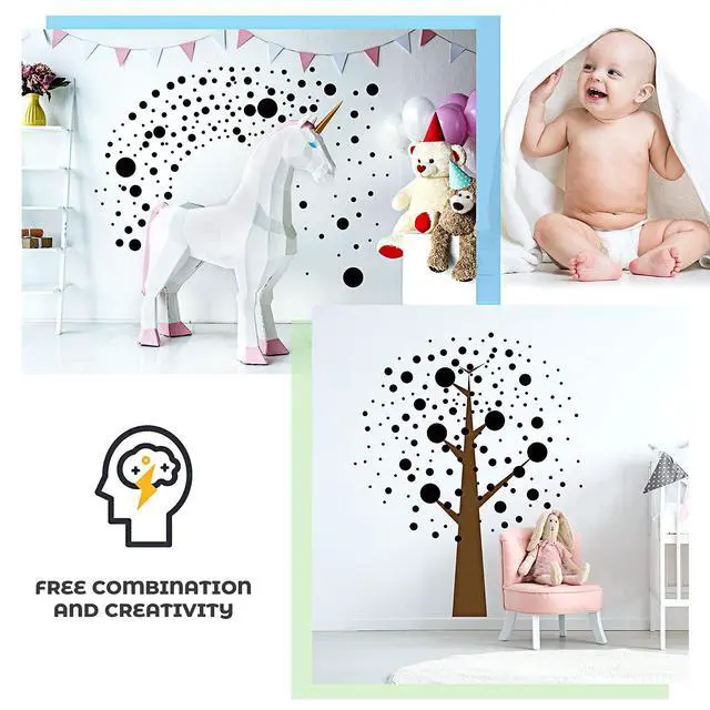 Alt view image 2 of 7 - 264 Pcs Polka Dot Wall Decals for Classroom Decor Kids Circle Wall Sticker Vinyl Peel and Stick Colorful Removable for Nursery Bedroom Playroom Living Room(Black)